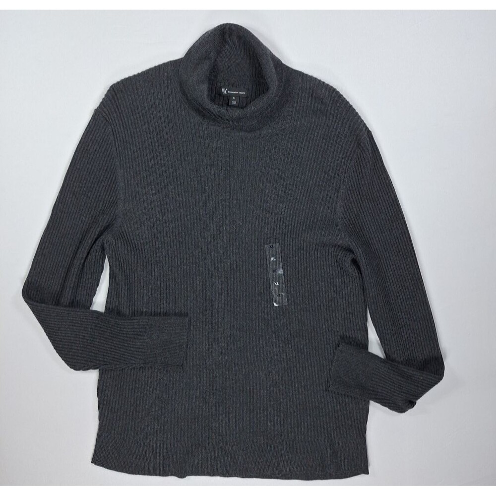 INC International Concepts Mens XL Turtleneck Sweater Gray Ribbed Knit Pullover
